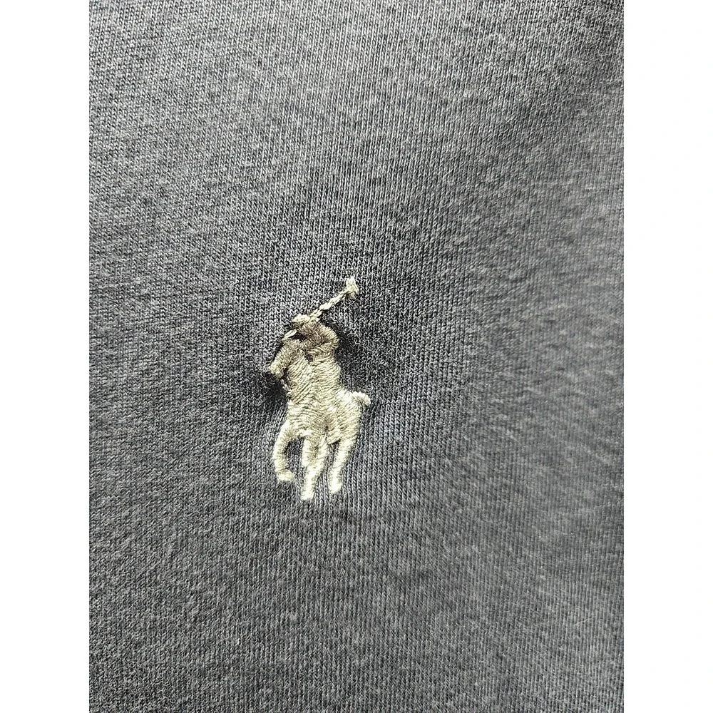 POLO Ralph Lauren T-Shirt Dark Gray Men XL Custom‎ Fit Silver Pony Single Stitch